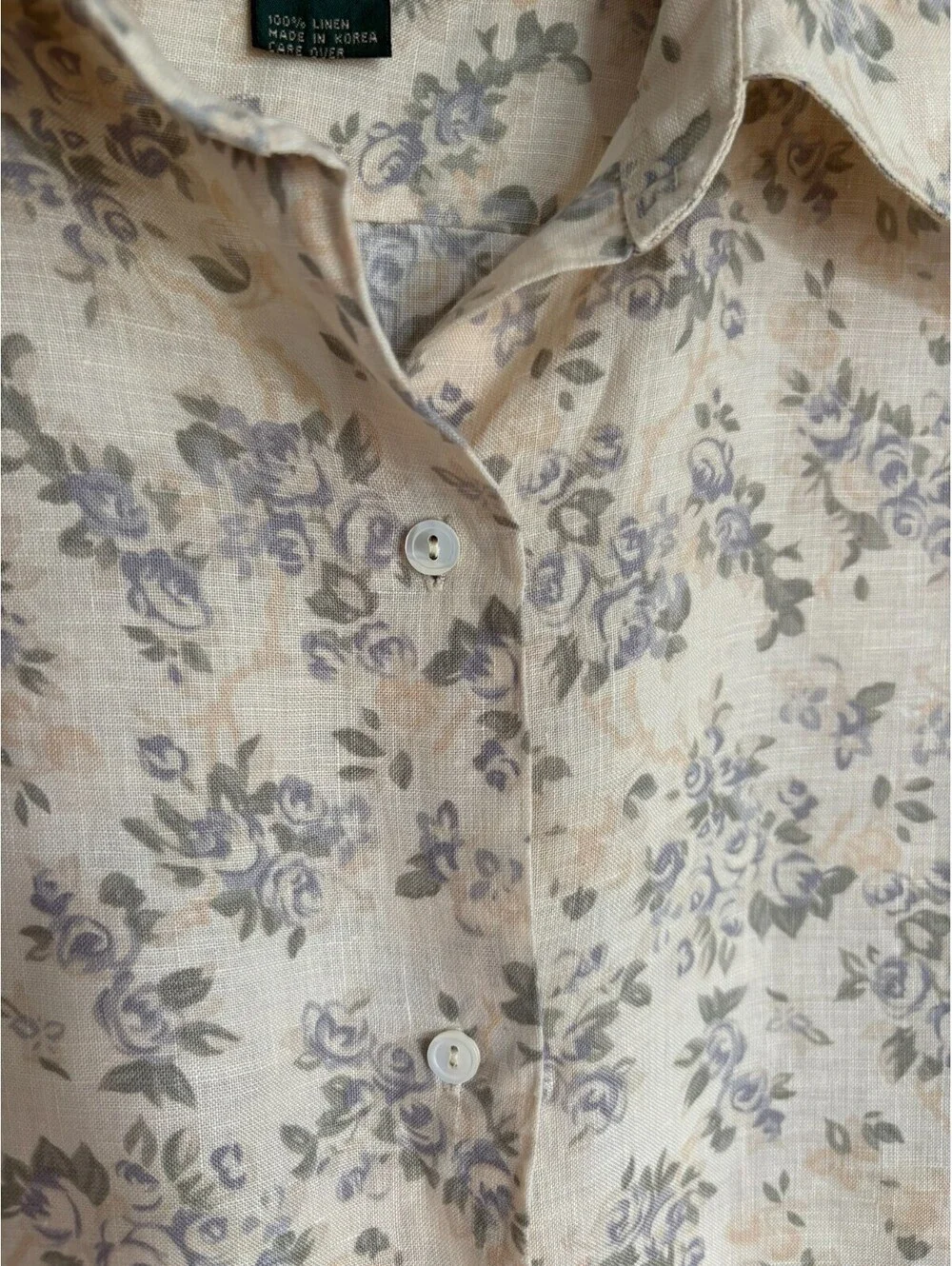 J.Crew Womens Button Down Shirt Large 100% Linen Light Yellow Floral Long Sleeve